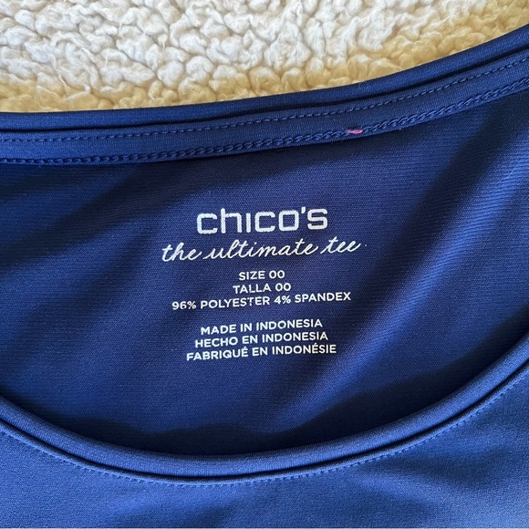 Chico’s flowing polyester Ultimate tee navy blue flared hem 00 XS / 2 lovely! 💕 - Picture 5 of 6